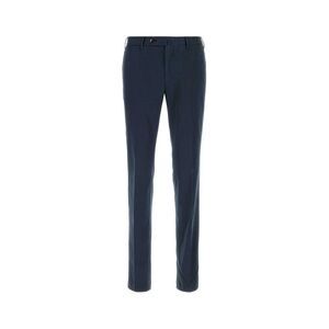 Pt Torino Men Navy Blue Stretch Cotton Blend Silkochino Pant